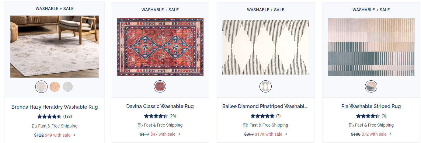 Quality Machine Washable Rugs Up To 75% Off Retail